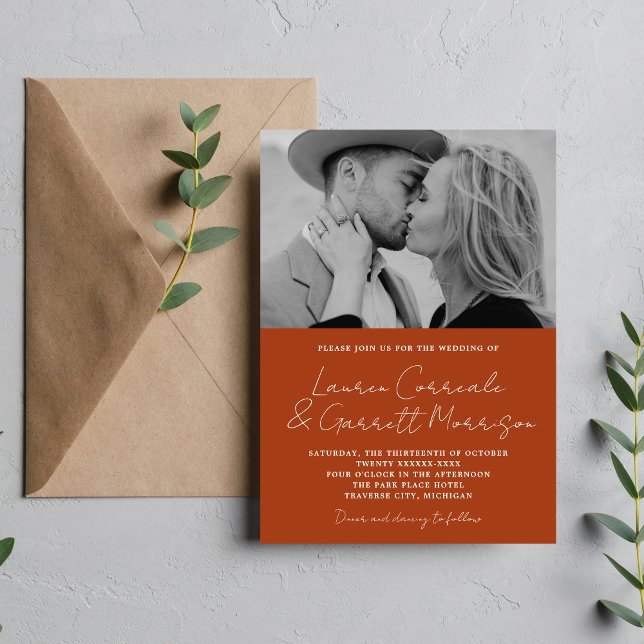 Invitación Verdadera sencillez 3 Boda de fotografía Naranja d (Subido por el creador)