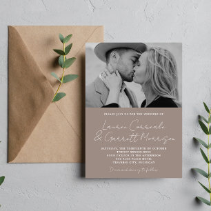 Invitación Verdadera sencillez 3 Boda de fotos de tazas moder
