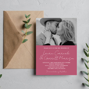 Invitación Verdadera sencillez 3 Boda moderno de fotos de mor