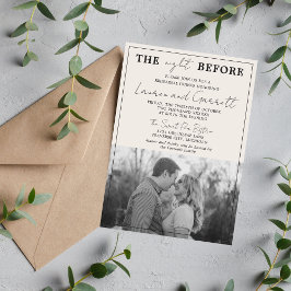 Invitación Verdadera sencillez 3 Cena de ensayo beige y negro