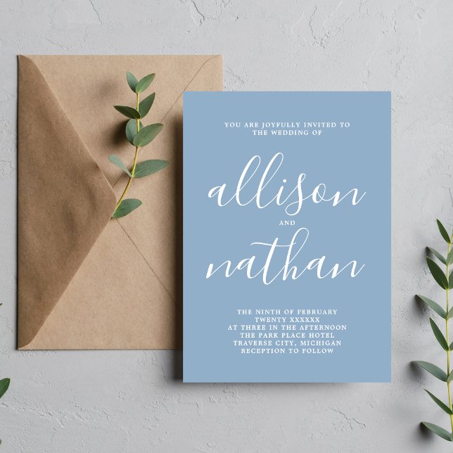 Invitación Verdadera simplicidad 1 Boda Minimalista azul glac (Subido por el creador)