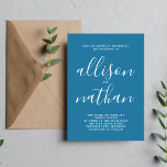 Invitación Verdadera simplicidad 1 Boda Minimalista azul inve<br><div class="desc">¡Esta sencilla y preciosa invitación a la boda es perfecta para los minimalistas de todos nosotros! Por favor,  contáctame si quieres ayudar a personalizar la parte de texto de esta invitación a la boda.</div>
