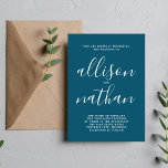 Invitación Verdadera simplicidad 1 Boda Minimalista azul Nept<br><div class="desc">¡Esta sencilla y preciosa invitación a la boda es perfecta para los minimalistas de todos nosotros! Por favor,  contáctame si quieres ayudar a personalizar la parte de texto de esta invitación a la boda.</div>