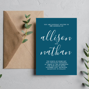 Invitación Verdadera simplicidad 1 Boda Minimalista azul Nept