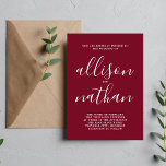Invitación Verdadera simplicidad 1 Boda Minimalista de Borgoñ<br><div class="desc">¡Esta sencilla y preciosa invitación a la boda es perfecta para los minimalistas de todos nosotros! Por favor,  contáctame si quieres ayudar a personalizar la parte de texto de esta invitación a la boda.</div>