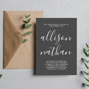 Invitación Verdadera simplicidad 1 Boda Minimalista de carbón