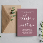 Invitación Verdadera simplicidad 1 Boda Minimalista de Mauve<br><div class="desc">¡Esta sencilla y preciosa invitación a la boda es perfecta para los minimalistas de todos nosotros! Por favor,  contáctame si quieres ayudar a personalizar la parte de texto de esta invitación a la boda.</div>