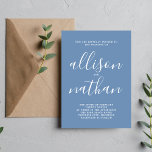 Invitación Verdadera simplicidad 1 Boda Minimalista Denim Blu<br><div class="desc">¡Esta sencilla y preciosa invitación a la boda es perfecta para los minimalistas de todos nosotros! Por favor,  contáctame si quieres ayudar a personalizar la parte de texto de esta invitación a la boda.</div>