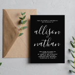 Invitación Verdadera simplicidad 1 Boda Minimalista negro<br><div class="desc">¡Esta sencilla y preciosa invitación a la boda es perfecta para los minimalistas de todos nosotros! Por favor,  contáctame si quieres ayudar a personalizar la parte de texto de esta invitación a la boda.</div>