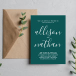 Invitación Verdadera simplicidad 1 Boda Minimalista Peacock V<br><div class="desc">¡Esta sencilla y preciosa invitación a la boda es perfecta para los minimalistas de todos nosotros! Por favor,  contáctame si quieres ayudar a personalizar la parte de texto de esta invitación a la boda.</div>