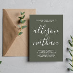 Invitación Verdadera simplicidad 1 Boda Minimalista verde de<br><div class="desc">¡Esta sencilla y preciosa invitación a la boda es perfecta para los minimalistas de todos nosotros! Por favor,  contáctame si quieres ayudar a personalizar la parte de texto de esta invitación a la boda.</div>