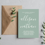 Invitación Verdadera simplicidad 1 Boda Minimalista verde sab<br><div class="desc">¡Esta sencilla y preciosa invitación a la boda es perfecta para los minimalistas de todos nosotros! Por favor,  contáctame si quieres ayudar a personalizar la parte de texto de esta invitación a la boda.</div>
