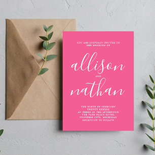 Invitación Verdadera simplicidad 1 Boda mínimo rosa de clavac