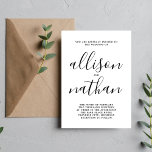 Invitación Verdadera simplicidad 1 guión Boda Minimalista sim<br><div class="desc">¡Esta sencilla y preciosa invitación a la boda es perfecta para los minimalistas de todos nosotros! Por favor,  contáctame si quieres ayudar a personalizar la parte de texto de esta invitación a la boda.</div>