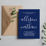 Invitación Verdadera simplicidad 1 tinta azul Boda Minimalist<br><div class="desc">¡Esta sencilla y preciosa invitación a la boda es perfecta para los minimalistas de todos nosotros! Por favor,  contáctame si quieres ayudar a personalizar la parte de texto de esta invitación a la boda.</div>