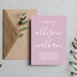 Invitación Verdadera simplicidad 1 Wisteria Script Boda mínim<br><div class="desc">¡Esta sencilla y preciosa invitación a la boda es perfecta para los minimalistas de todos nosotros! Por favor,  contáctame si quieres ayudar a personalizar la parte de texto de esta invitación a la boda.</div>