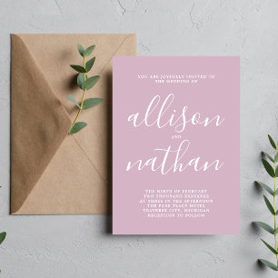 Invitación Verdadera simplicidad 1 Wisteria Script Boda mínim