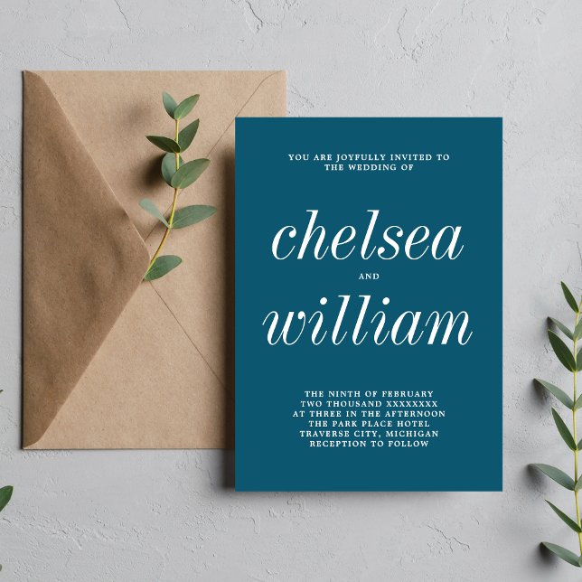 Invitación Verdadera simplicidad 2 Boda Minimalista azul Nept (Subido por el creador)