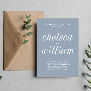 Invitación Verdadera simplicidad 2 Boda Minimalista azul turb