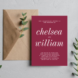 Invitación Verdadera simplicidad 2 Boda Minimalista Claret