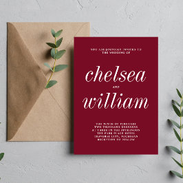 Invitación Verdadera simplicidad 2 Boda Minimalista de Borgoñ