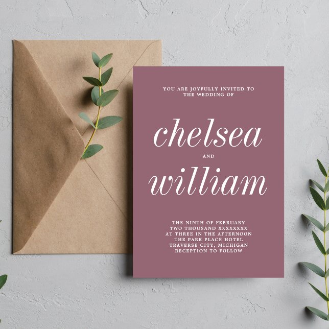 Invitación Verdadera simplicidad 2 Boda Minimalista Dusk Mauv (Subido por el creador)