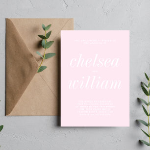 Invitación Verdadera simplicidad 2 Boda Minimalista rosa prim