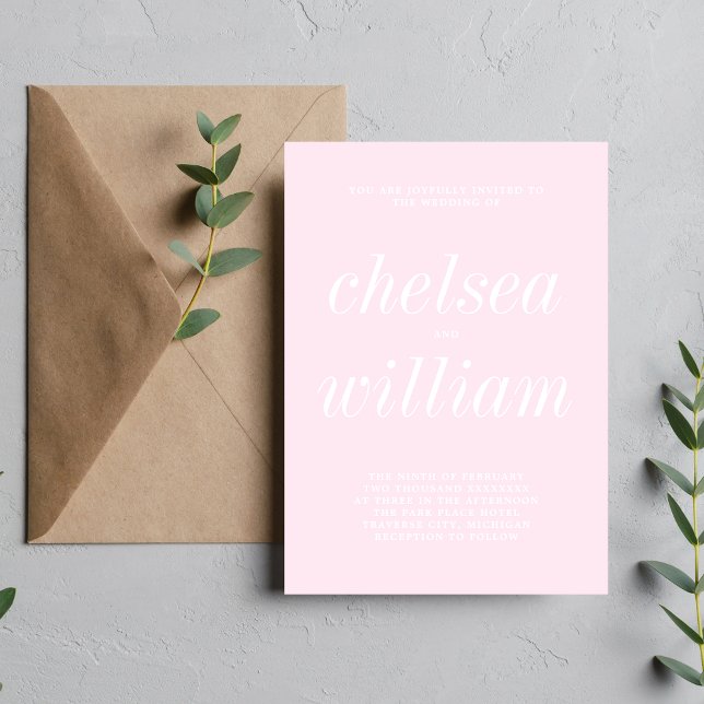 Invitación Verdadera simplicidad 2 Boda Minimalista rosa prim (Subido por el creador)