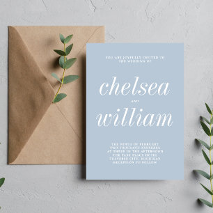 Invitación Verdadera simplicidad 2 Boda mínimo azul glaciar