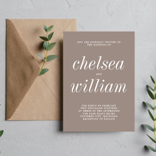 Invitación Verdadera simplicidad 2 Taupe Boda Minimalista sim