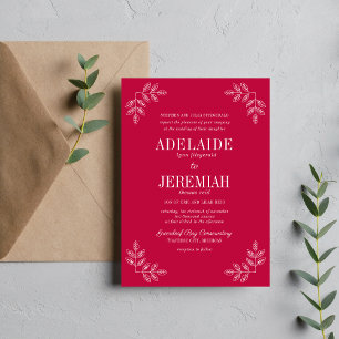 Invitación Verdadera simplicidad 6 Boda floral de frambuesa