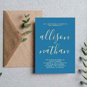 Invitación Verdadero Boda Minimalista azul invernal
