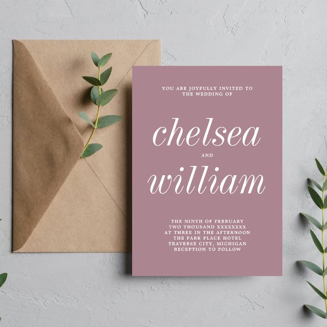 Invitación Verdadero Boda Minimalista de Simplicidad 2 Mauve (Subido por el creador)