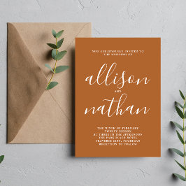Invitación Verdadero Boda Minimalista de Terracotta