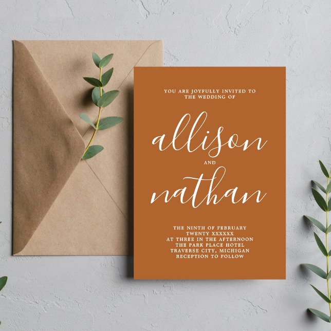 Invitación Verdadero Boda Minimalista de Terracotta (Subido por el creador)