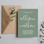 Invitación Verdadero Boda Minimalista verde y turbio<br><div class="desc">¡Esta sencilla y preciosa invitación a la boda es perfecta para los minimalistas de todos nosotros! Por favor,  contáctame si quieres ayudar a personalizar la parte de texto de esta invitación a la boda.</div>