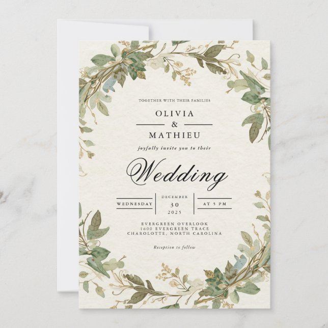 Invitación Verdant Boda de la Carretera Botánica (Anverso)