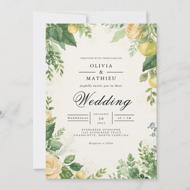 Invitación Verdant Citrus Archway Boda (Anverso)