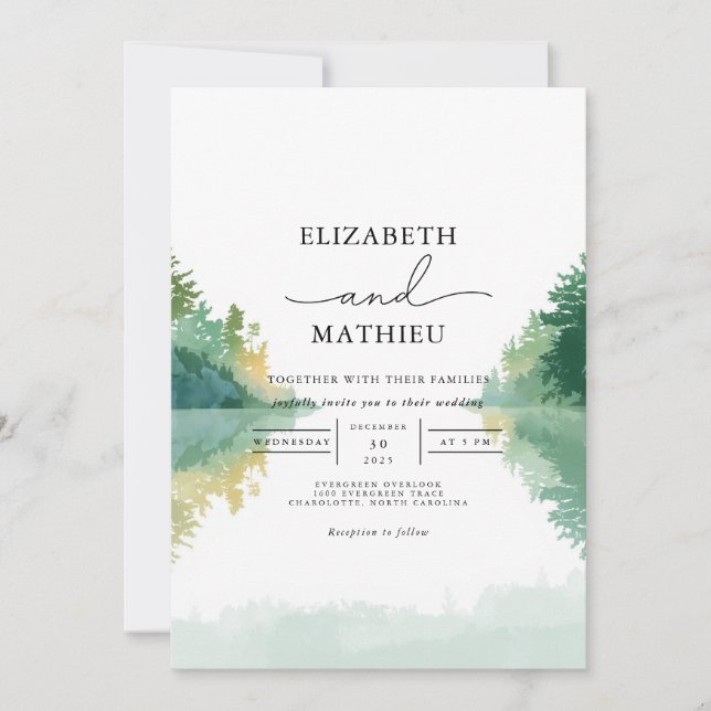 Invitación Verdant Forest Lake Boda (Anverso)