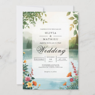 Invitación Verdant Lakeside Romance Boda