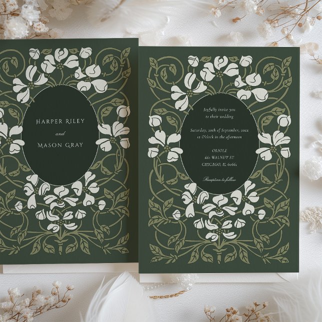Invitación Verdant Romance Art Nouveau Boda (Subido por el creador)