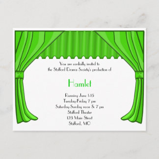 Invitación verde 1 del drama y del teatro