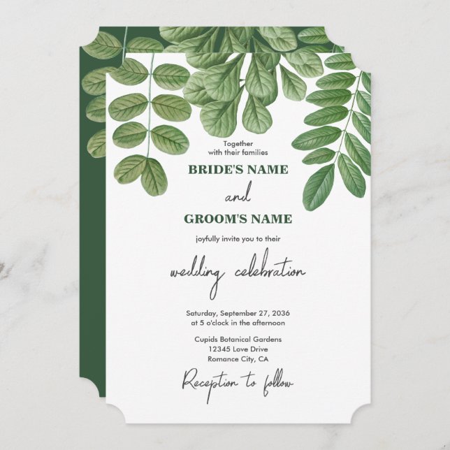 Invitación Verde acuático moderno Boda verde esmeralda (Anverso / Reverso)