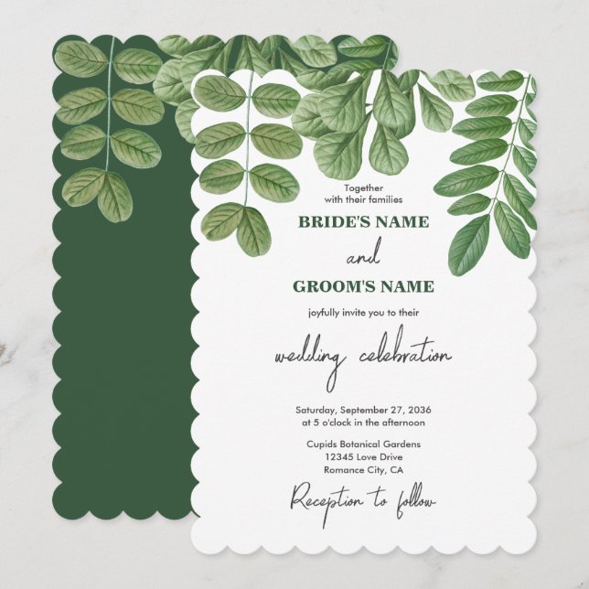 Invitación Verde acuático moderno Boda verde esmeralda (Anverso / Reverso)