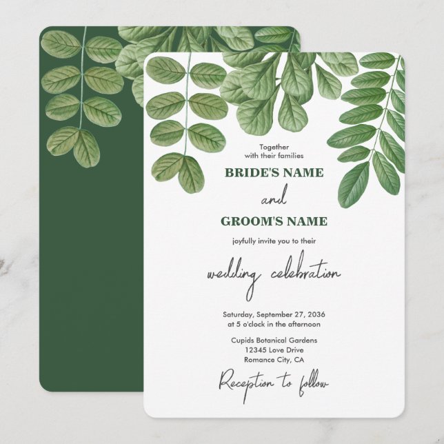 Invitación Verde acuático moderno Boda verde esmeralda (Anverso / Reverso)