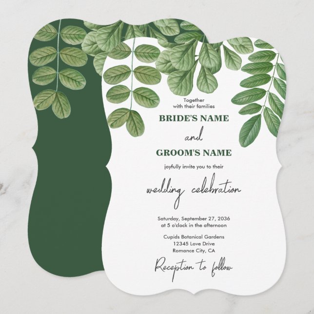 Invitación Verde acuático moderno Boda verde esmeralda (Anverso / Reverso)