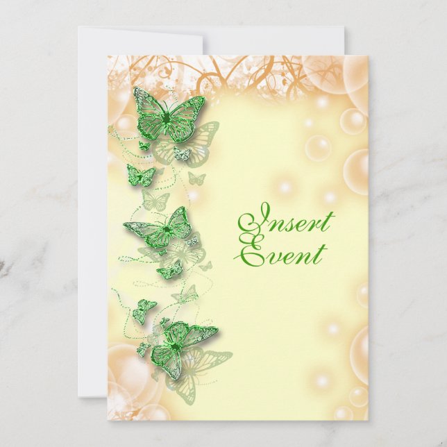 Invitación verde amarillo cumpleaños compromiso boda (Anverso)