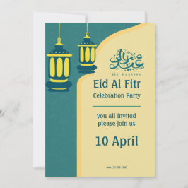 Invitación Verde Amarillo Elegante Eid Al Fitr Halal Bi Halal