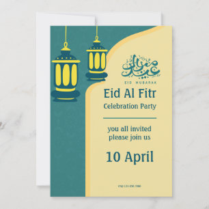 Invitación Verde Amarillo Elegante Eid Al Fitr Halal Bi Halal