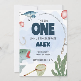 Invitación verde azul a los niños con tema de pesc